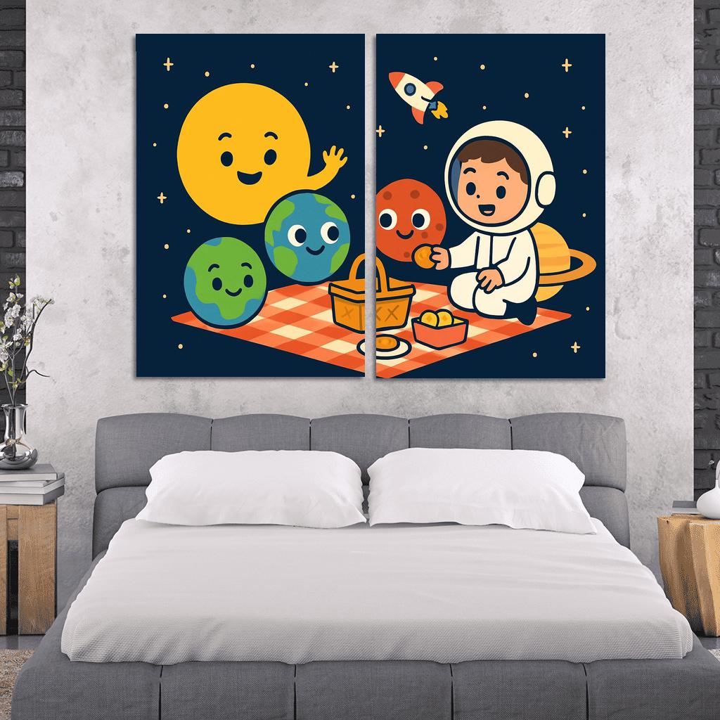 Solar System Picnic With Planet Friends custom paintings frame