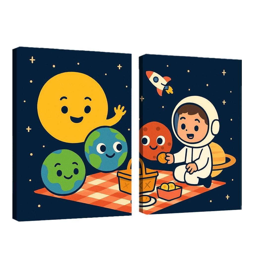 Solar System Picnic With Planet Friends custom paintings frame