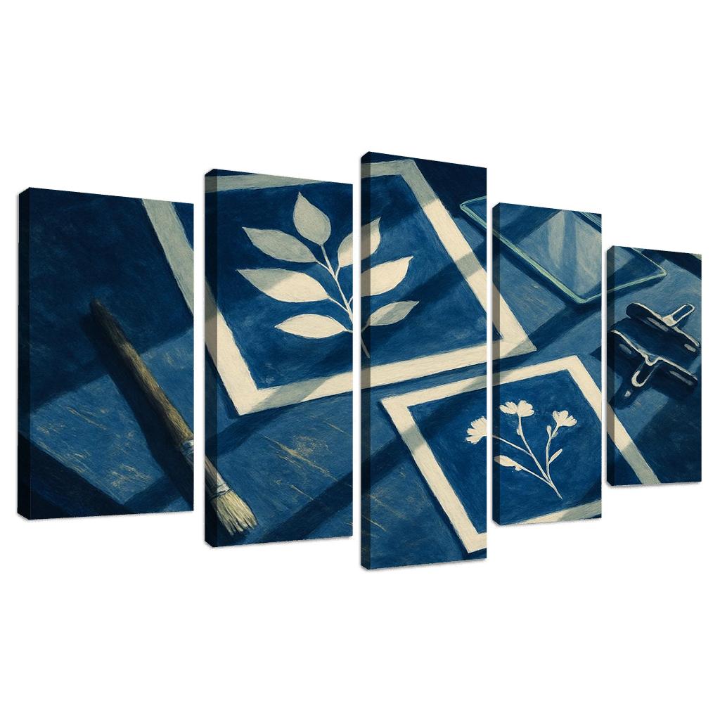Botanical Cyanotype Printmaking With Foraged Shapes multi-panel paintings