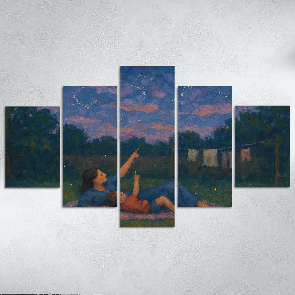 The Patchwork Sky A Mothers Comfort Sewn Into Memory premium artwork frames