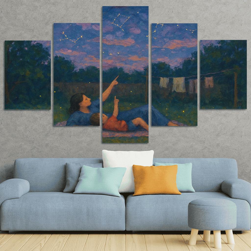 The Patchwork Sky A Mothers Comfort Sewn Into Memory premium artwork frames