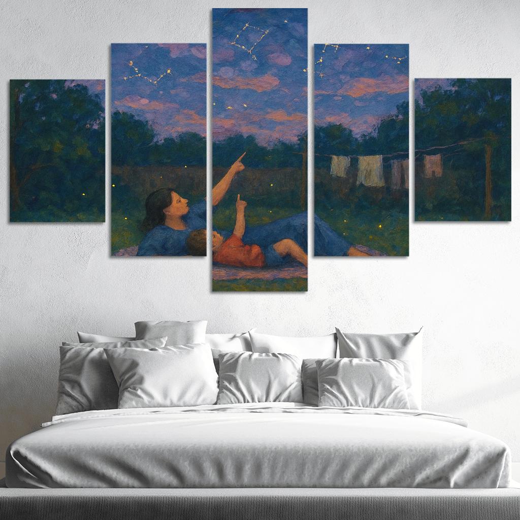 The Patchwork Sky A Mothers Comfort Sewn Into Memory premium artwork frames