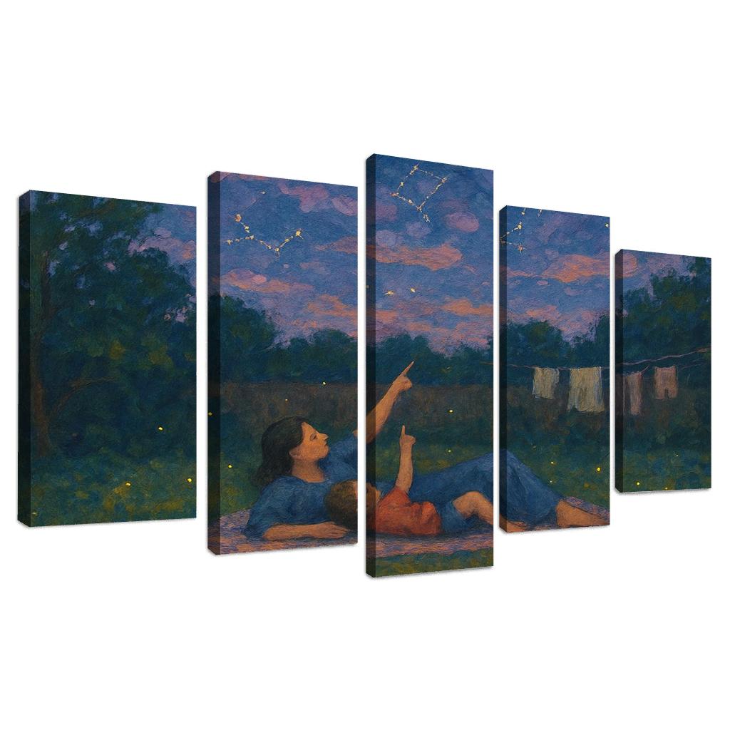 The Patchwork Sky A Mothers Comfort Sewn Into Memory premium artwork frames