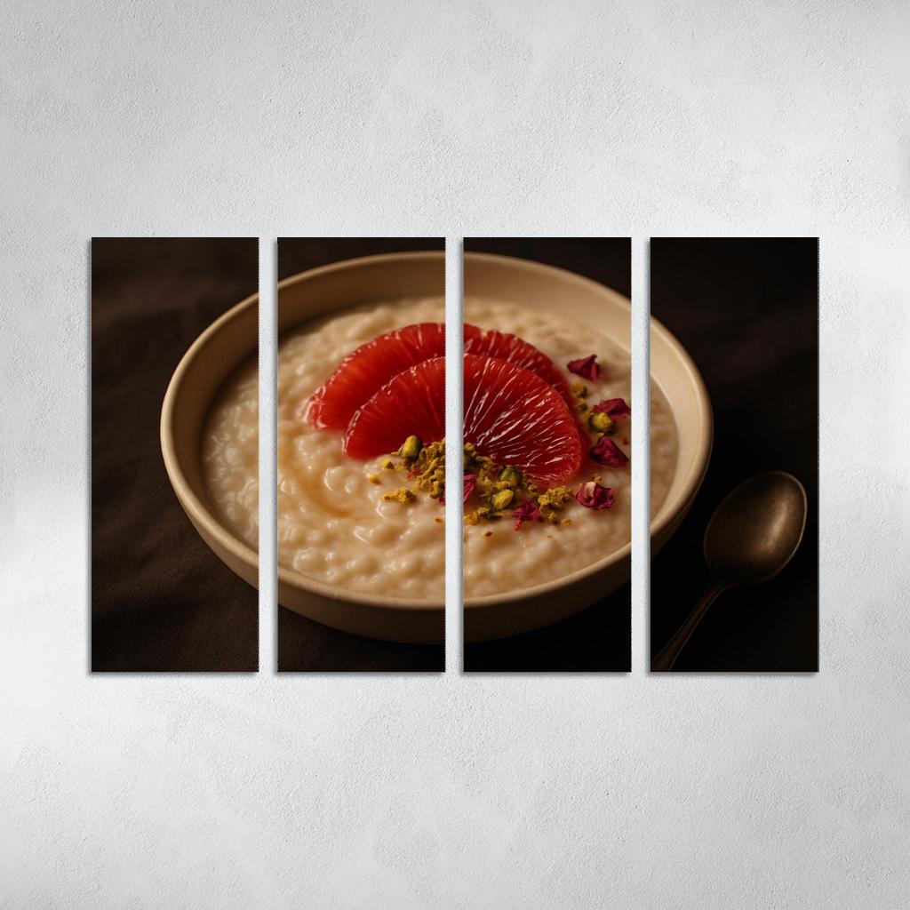 Rose Cardamom Rice Pudding With Pistachio Crunch And Blood Orange premium artwork frames