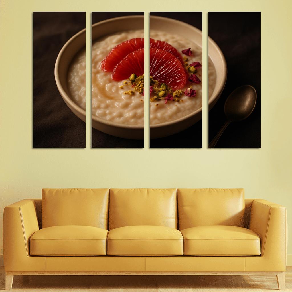Rose Cardamom Rice Pudding With Pistachio Crunch And Blood Orange premium artwork frames
