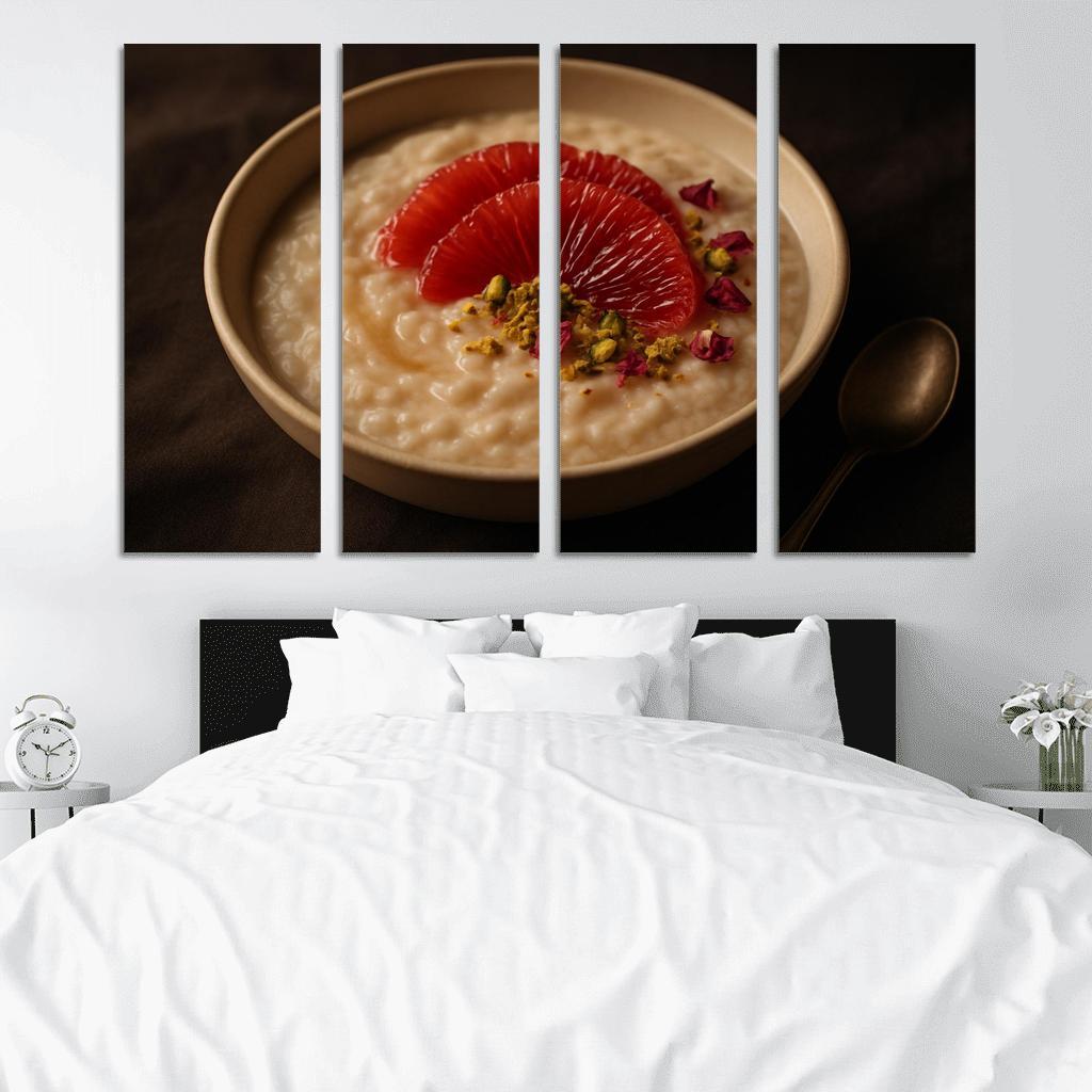 Rose Cardamom Rice Pudding With Pistachio Crunch And Blood Orange premium artwork frames