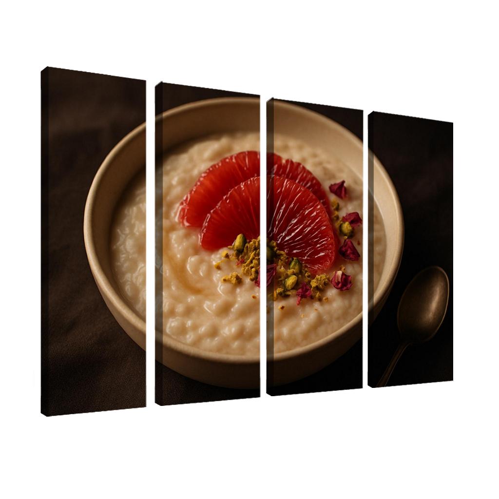Rose Cardamom Rice Pudding With Pistachio Crunch And Blood Orange premium artwork frames