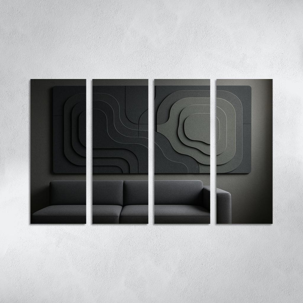 Sculptural Acoustic Felt Wall Panels In Layered Topographic Relief multi-panel paintings