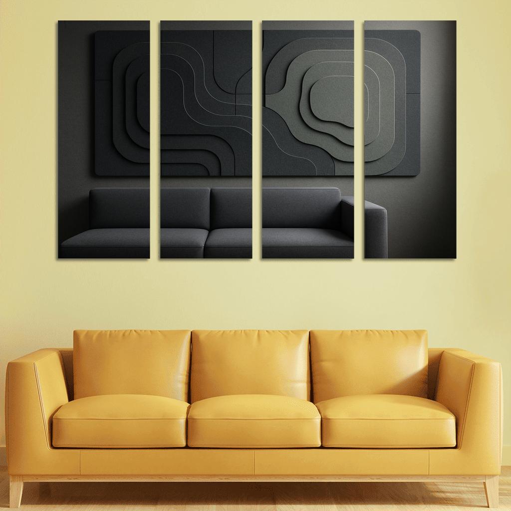 Sculptural Acoustic Felt Wall Panels In Layered Topographic Relief multi-panel paintings