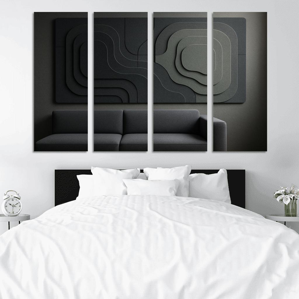 Sculptural Acoustic Felt Wall Panels In Layered Topographic Relief multi-panel paintings