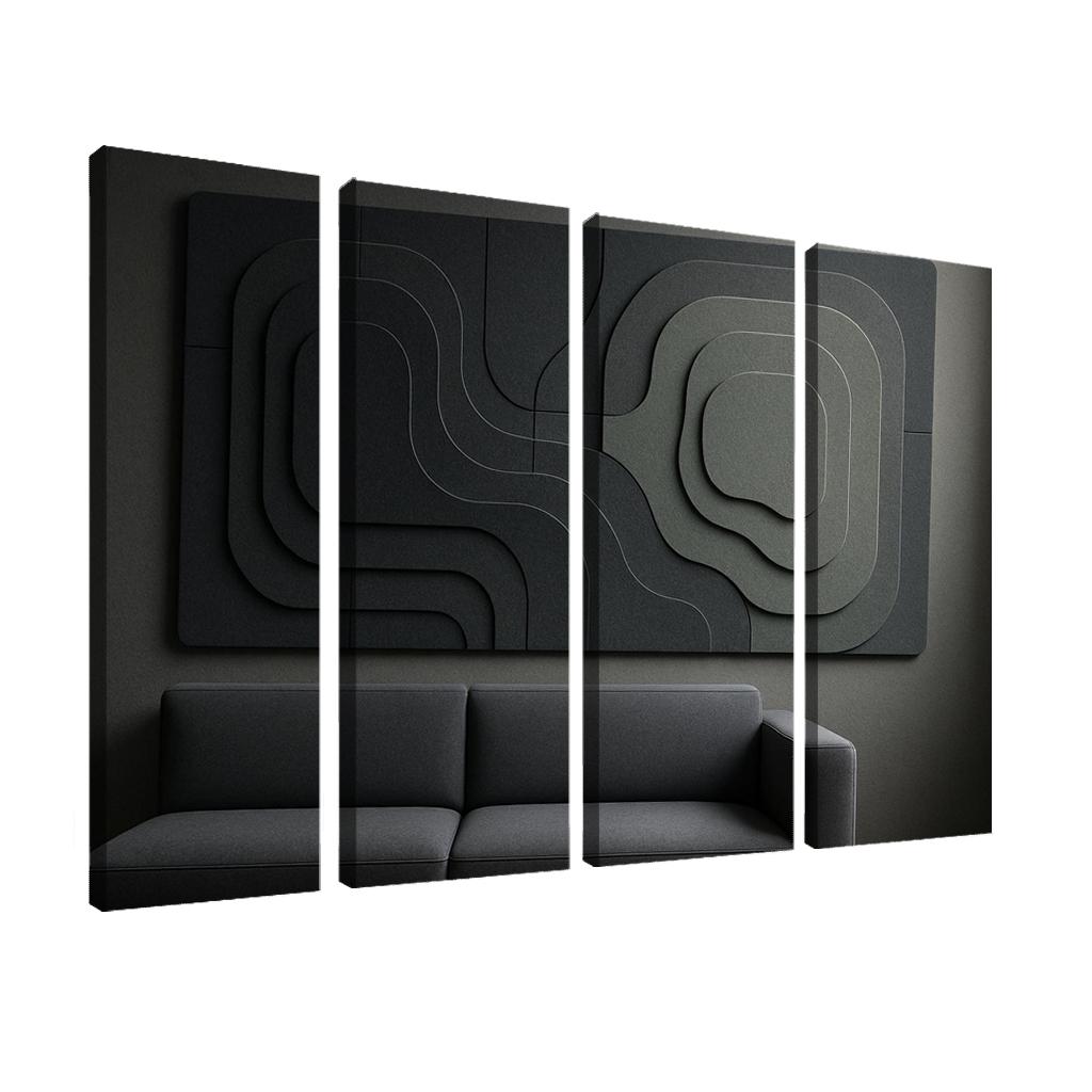 Sculptural Acoustic Felt Wall Panels In Layered Topographic Relief multi-panel paintings