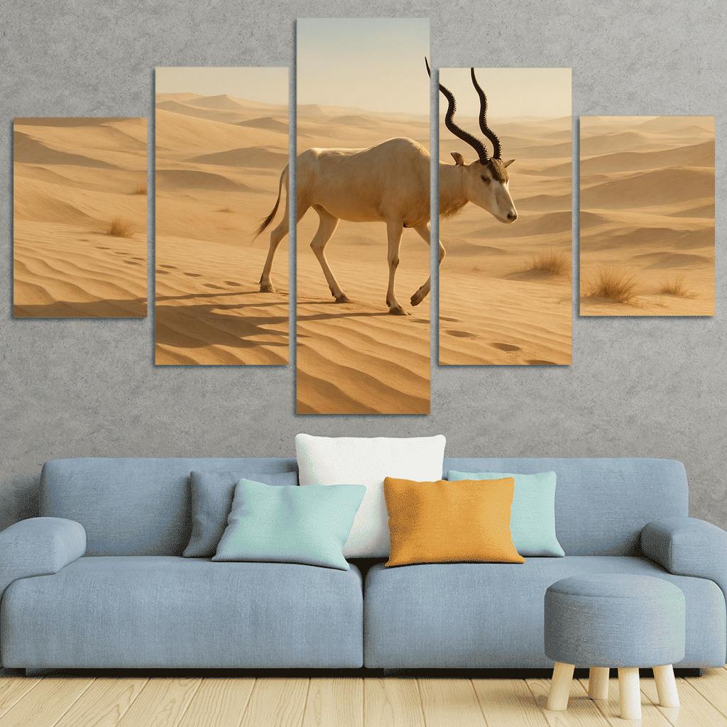 The Saharan Addax Antelope Crossing Wind Carved Dunes wall art