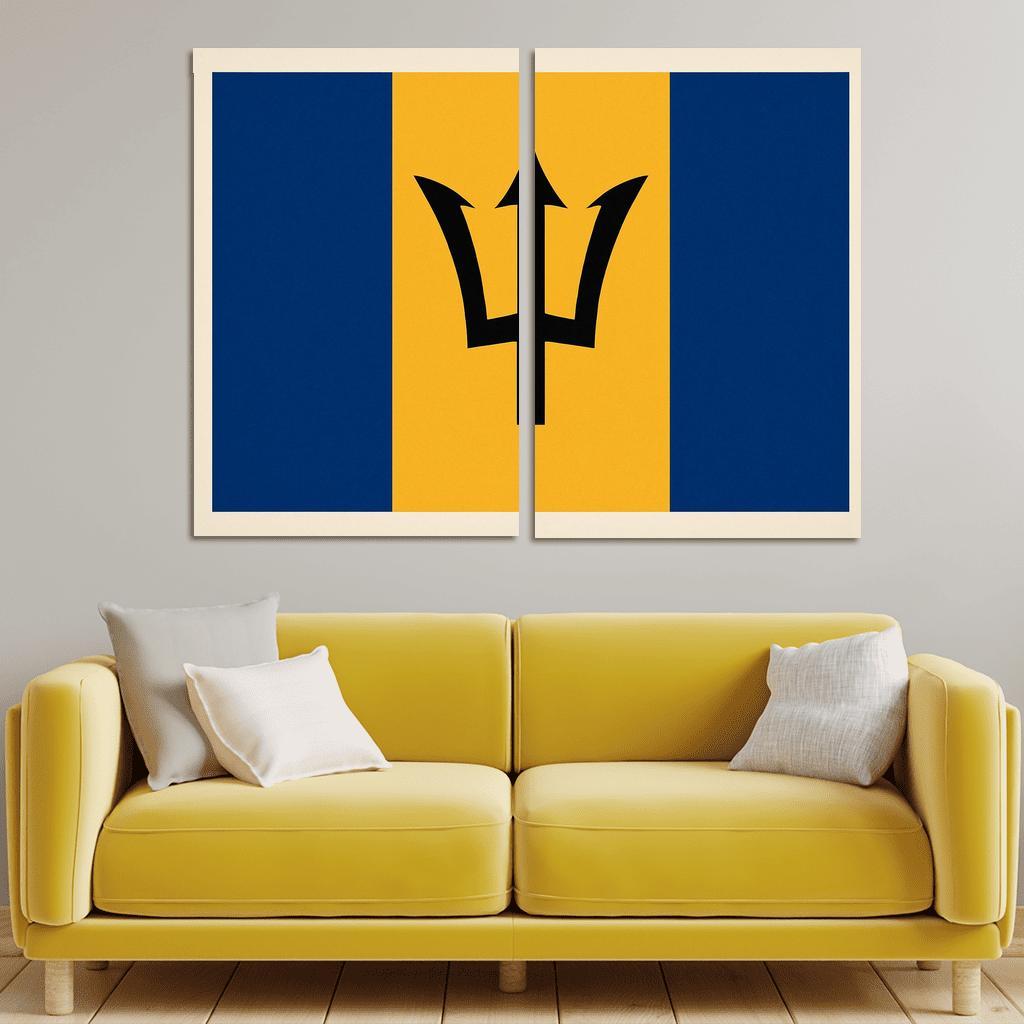 Broken Trident Modern Symbolism Inspired By The Flag Of Barbados oil paintings frame