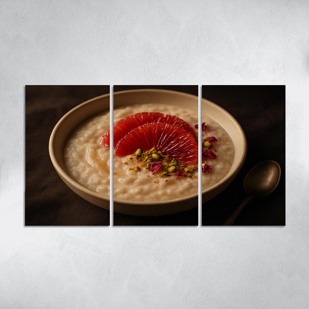 Rose Cardamom Rice Pudding With Pistachio Crunch And Blood Orange premium artwork frames