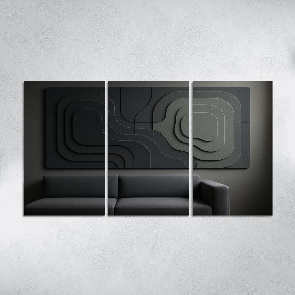 Sculptural Acoustic Felt Wall Panels In Layered Topographic Relief multi-panel paintings