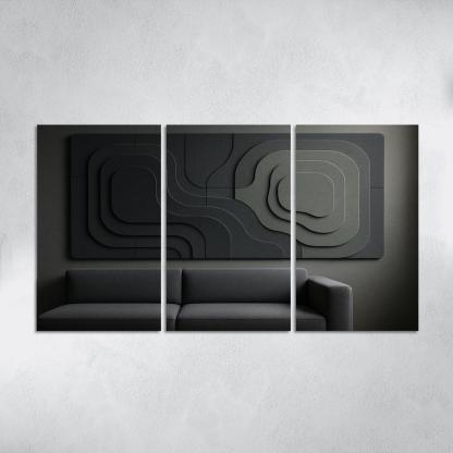 Sculptural Acoustic Felt Wall Panels In Layered Topographic Relief multi-panel paintings