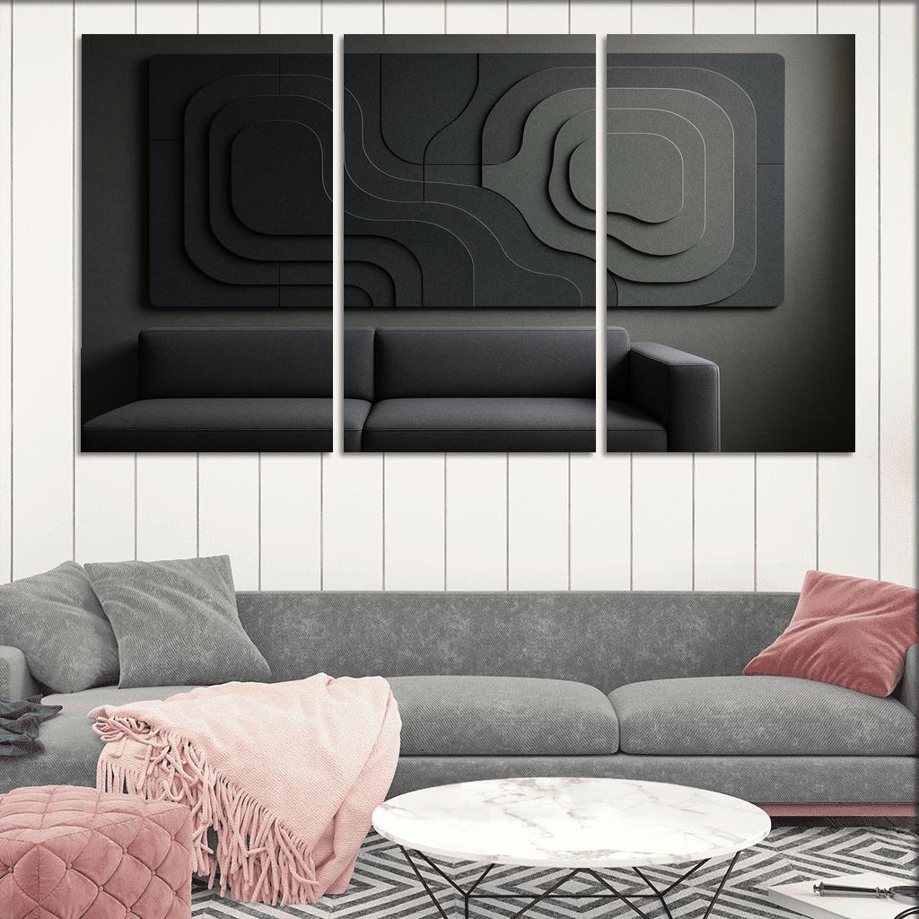 Sculptural Acoustic Felt Wall Panels In Layered Topographic Relief multi-panel paintings