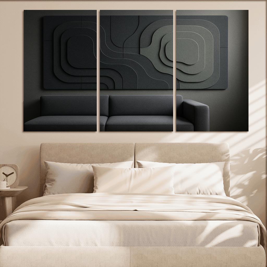 Sculptural Acoustic Felt Wall Panels In Layered Topographic Relief multi-panel paintings