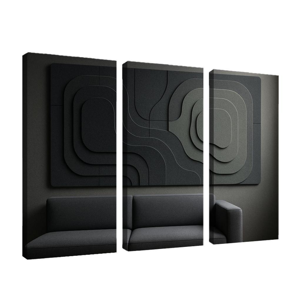 Sculptural Acoustic Felt Wall Panels In Layered Topographic Relief multi-panel paintings