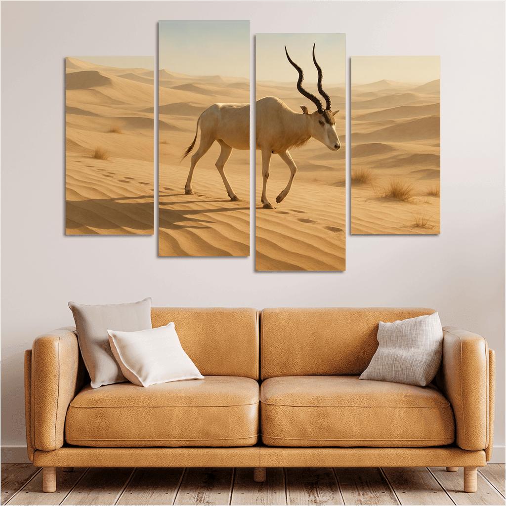 The Saharan Addax Antelope Crossing Wind Carved Dunes wall art