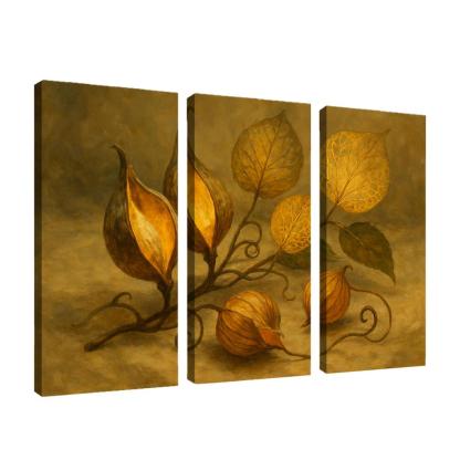 Amber Seedpod Lanterns With Autumn Botanicals canvas paintings frame
