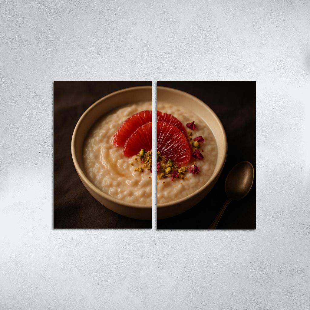 Rose Cardamom Rice Pudding With Pistachio Crunch And Blood Orange premium artwork frames