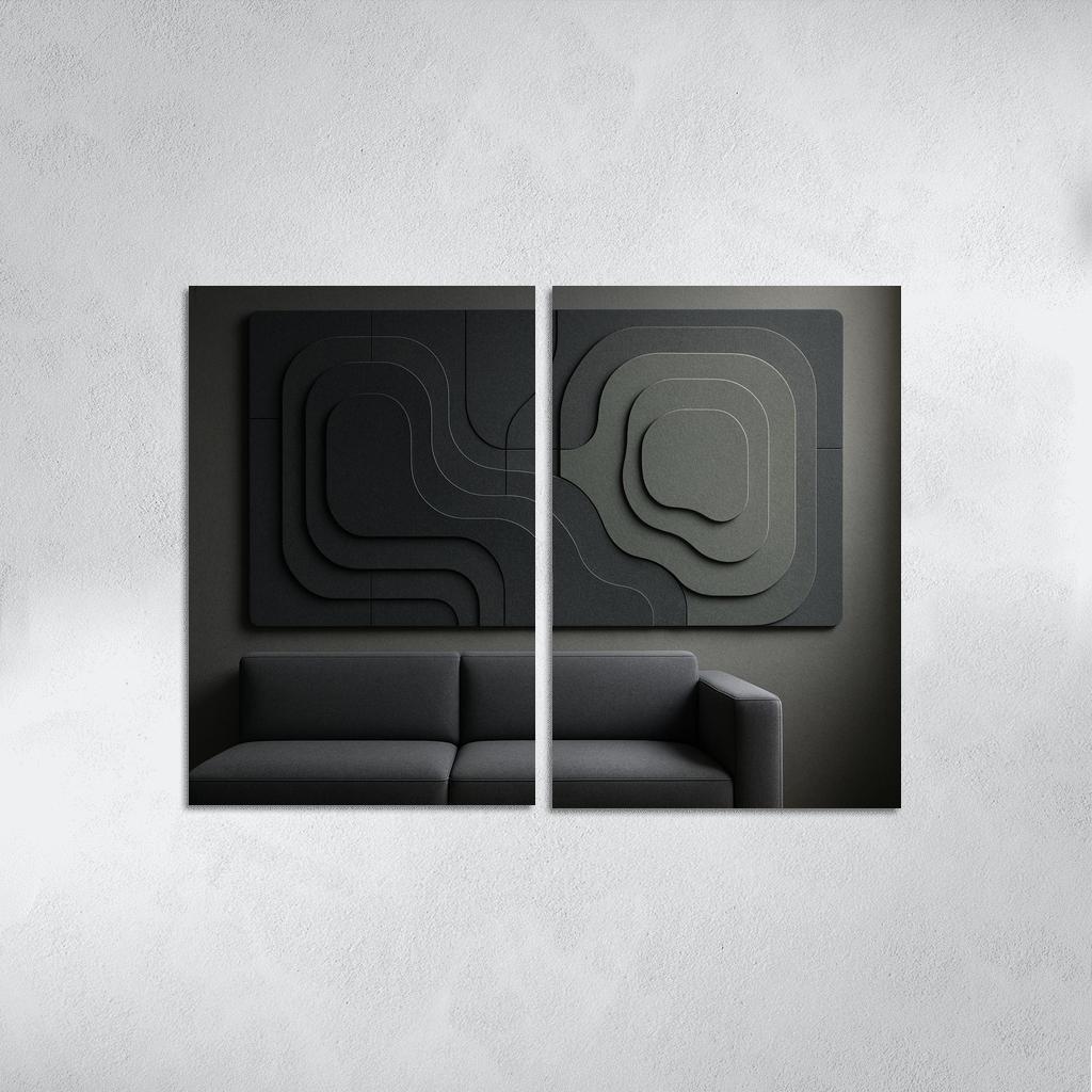 Sculptural Acoustic Felt Wall Panels In Layered Topographic Relief multi-panel paintings