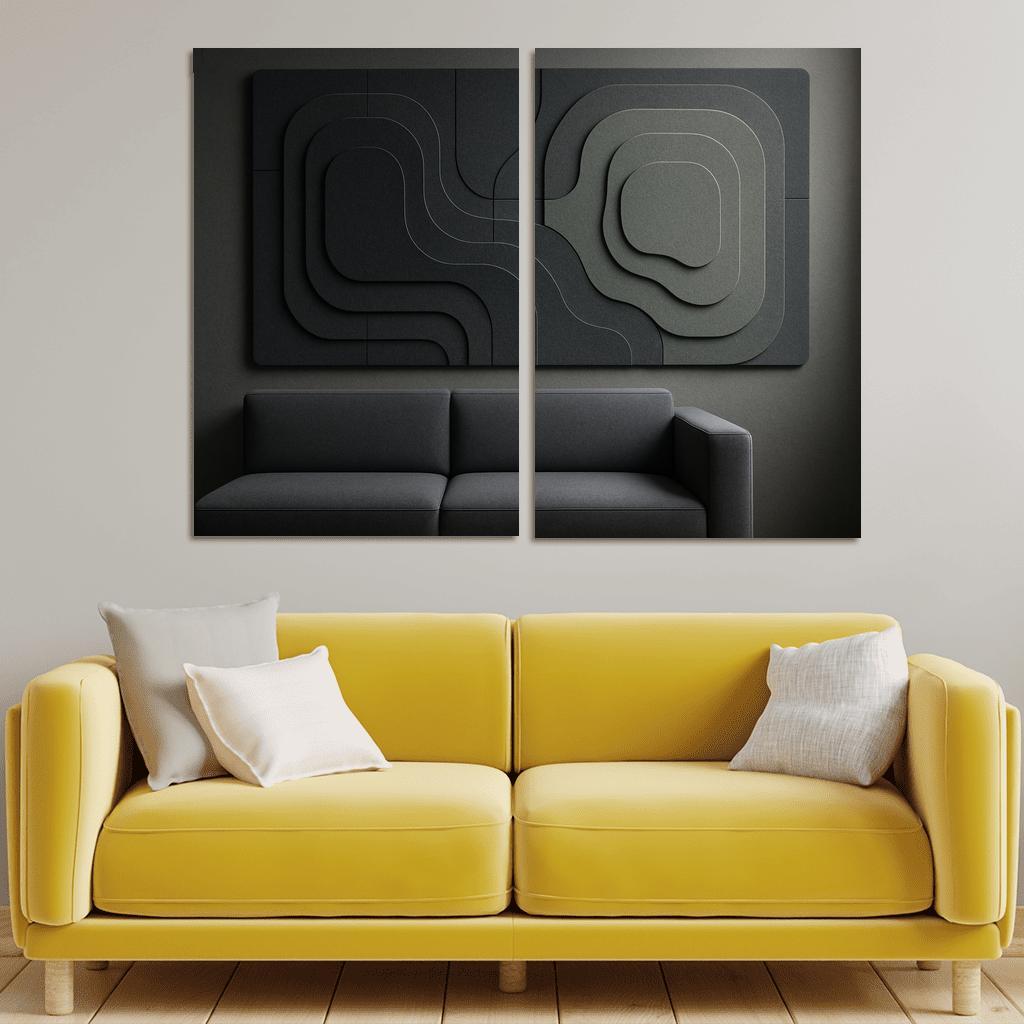 Sculptural Acoustic Felt Wall Panels In Layered Topographic Relief multi-panel paintings