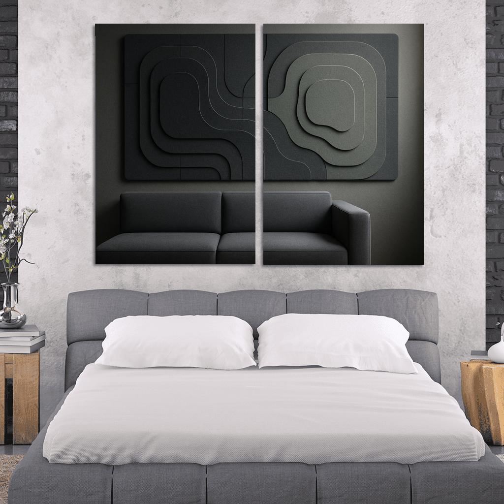 Sculptural Acoustic Felt Wall Panels In Layered Topographic Relief multi-panel paintings