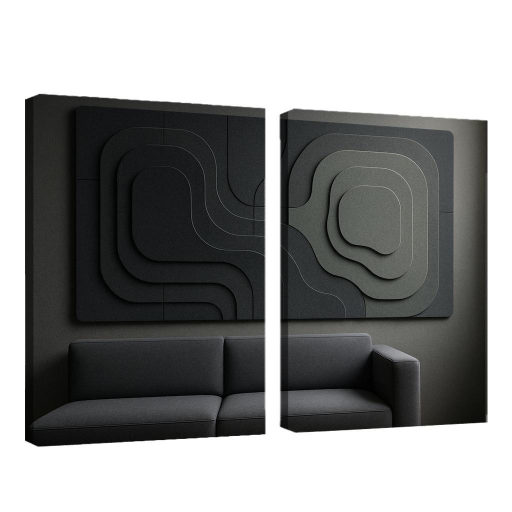Sculptural Acoustic Felt Wall Panels In Layered Topographic Relief multi-panel paintings