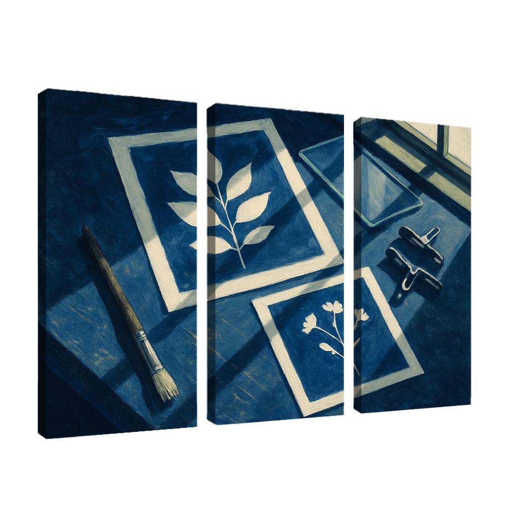 Botanical Cyanotype Printmaking With Foraged Shapes multi-panel paintings