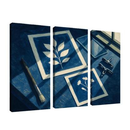 Botanical Cyanotype Printmaking With Foraged Shapes multi-panel paintings