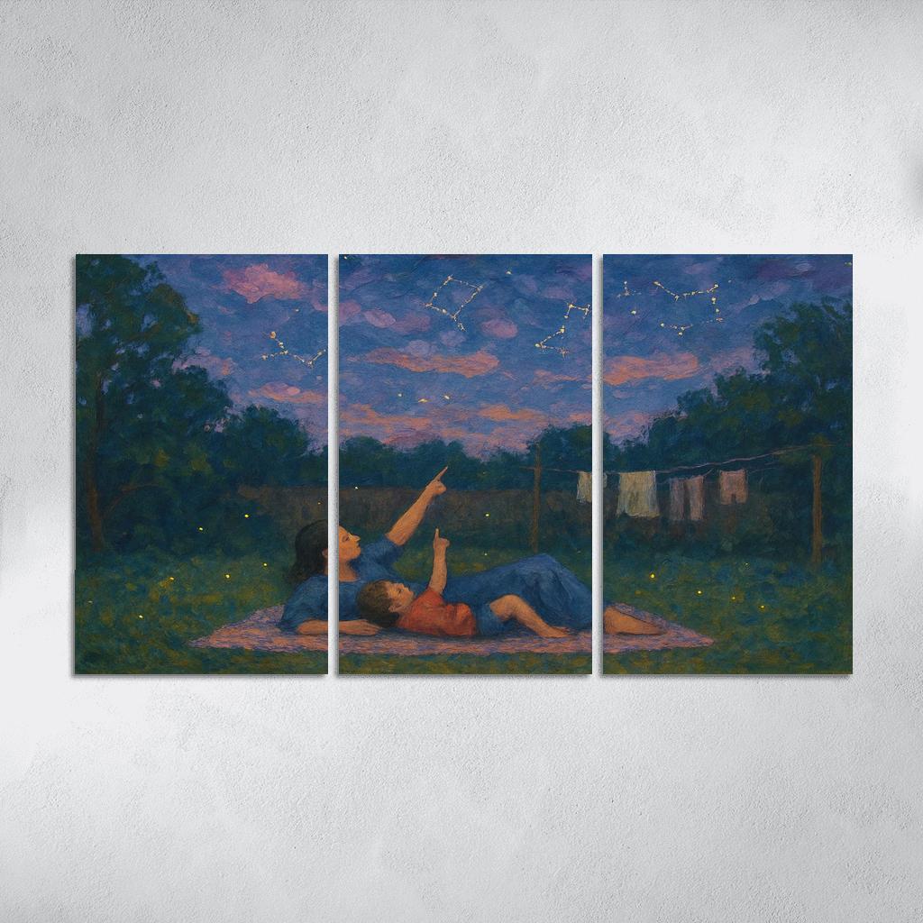 The Patchwork Sky A Mothers Comfort Sewn Into Memory premium artwork frames