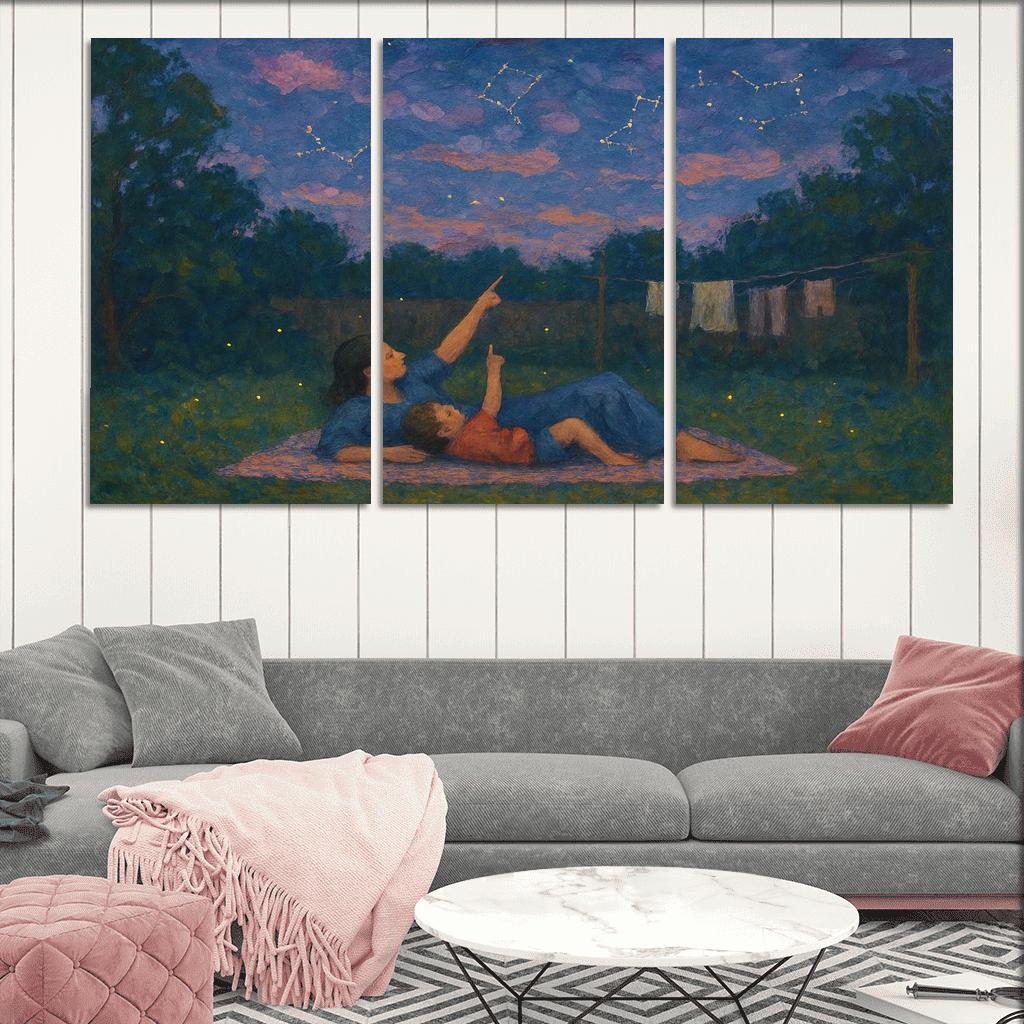 The Patchwork Sky A Mothers Comfort Sewn Into Memory premium artwork frames