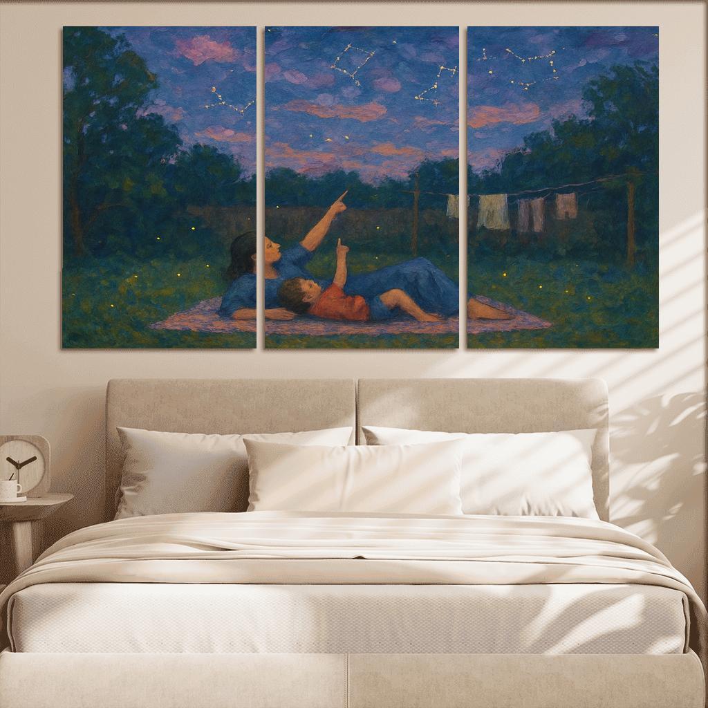 The Patchwork Sky A Mothers Comfort Sewn Into Memory premium artwork frames