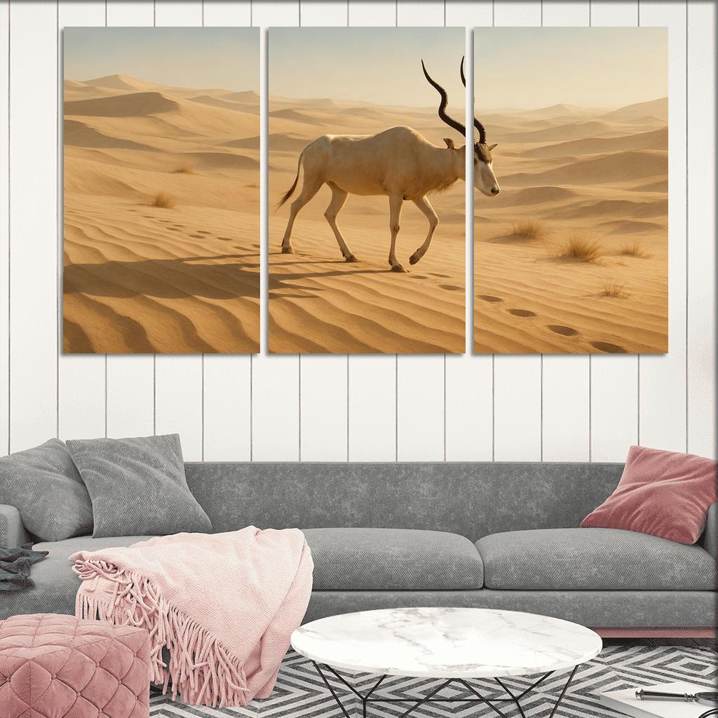 The Saharan Addax Antelope Crossing Wind Carved Dunes wall art