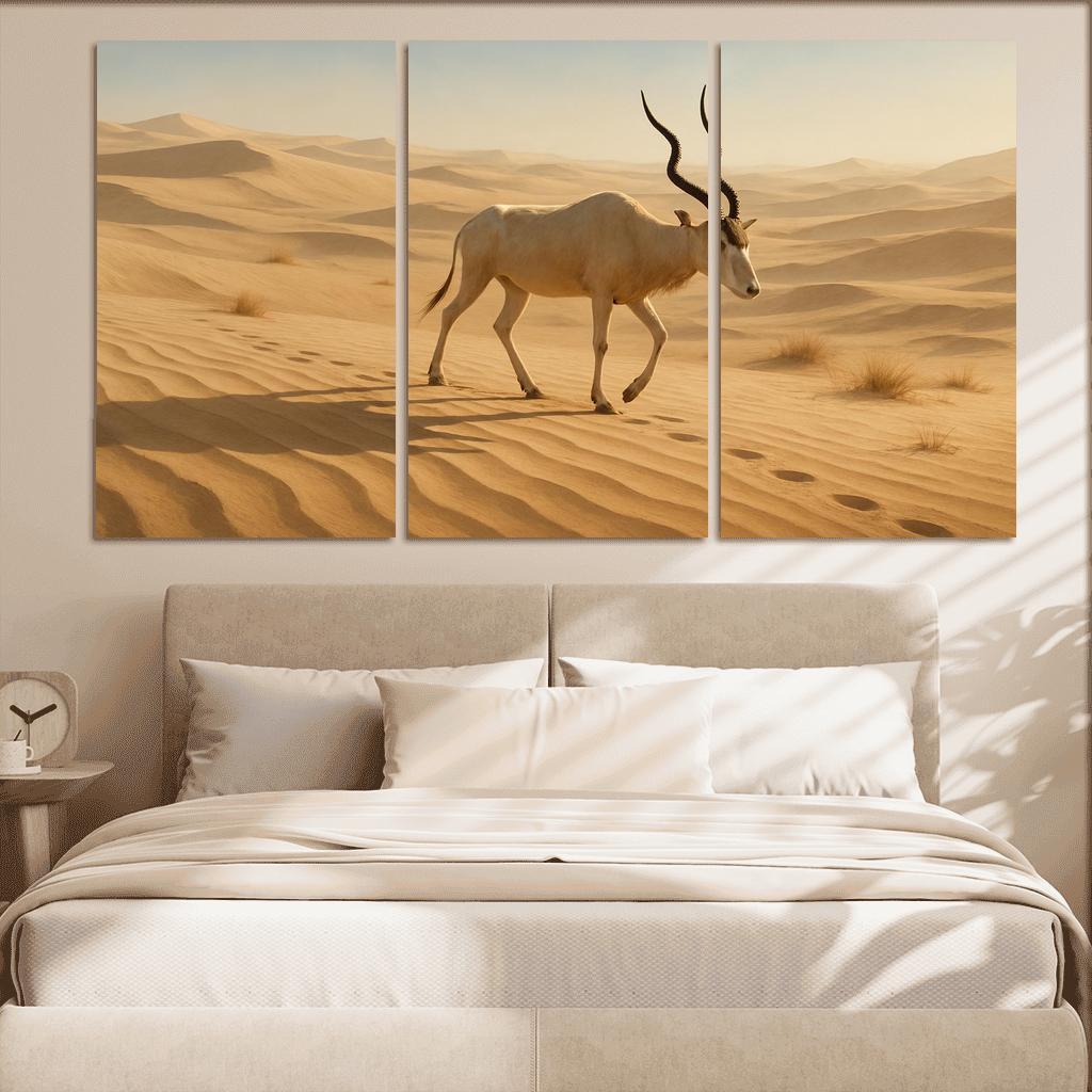 The Saharan Addax Antelope Crossing Wind Carved Dunes wall art