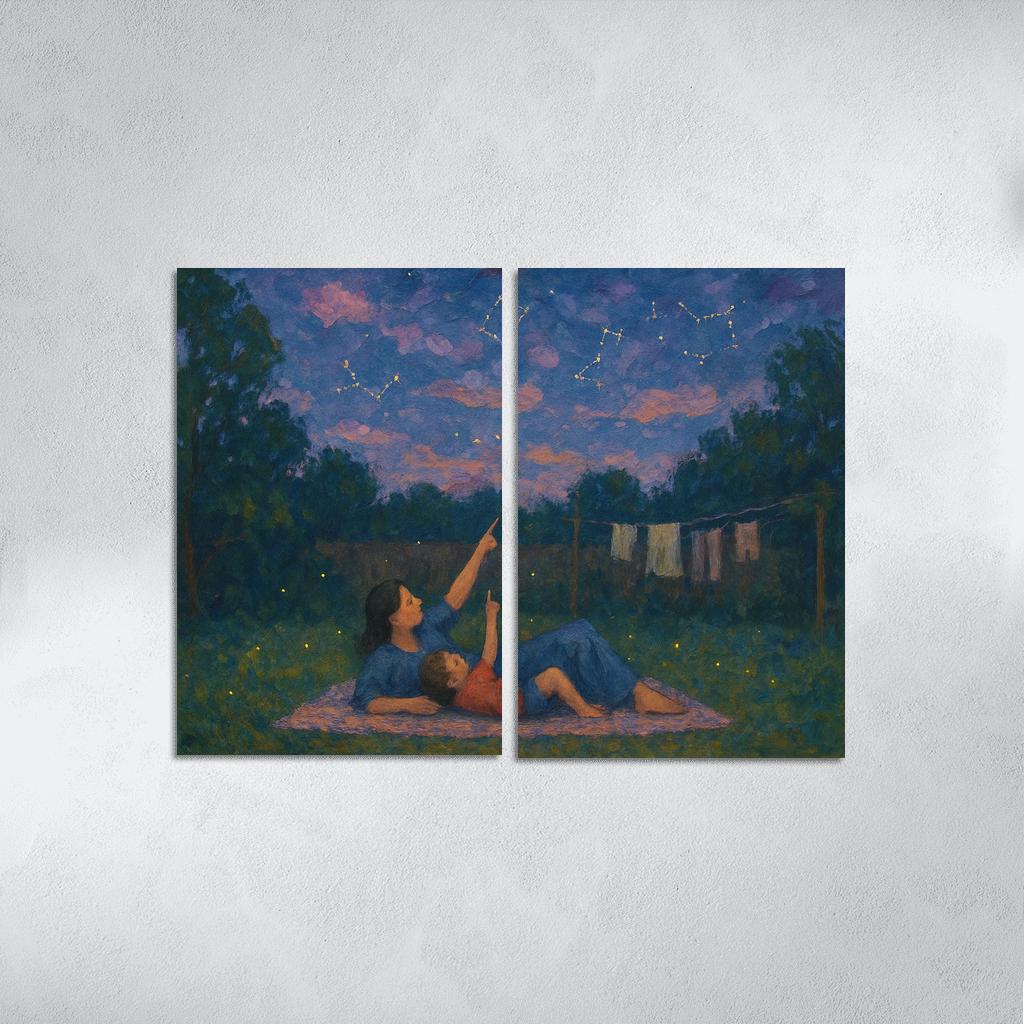 The Patchwork Sky A Mothers Comfort Sewn Into Memory premium artwork frames