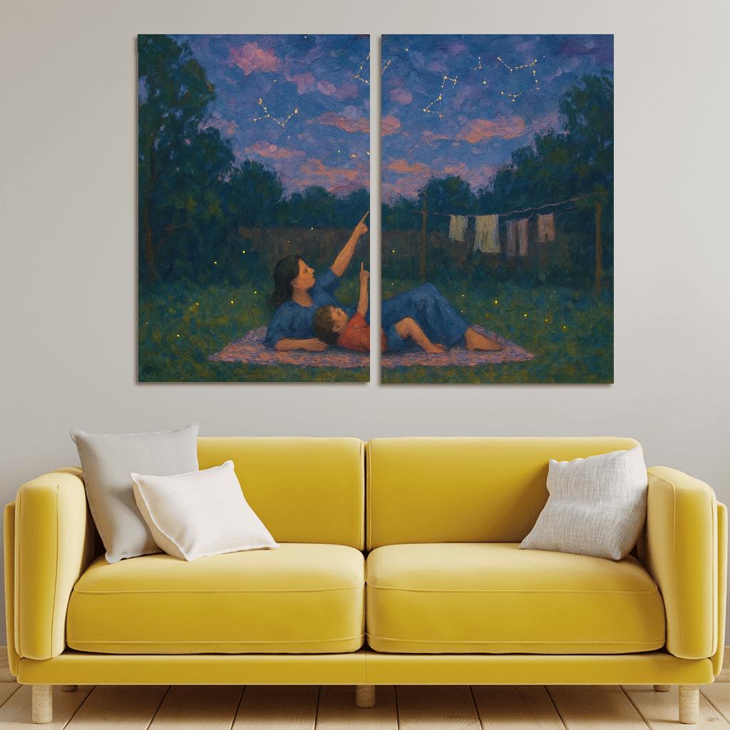 The Patchwork Sky A Mothers Comfort Sewn Into Memory premium artwork frames