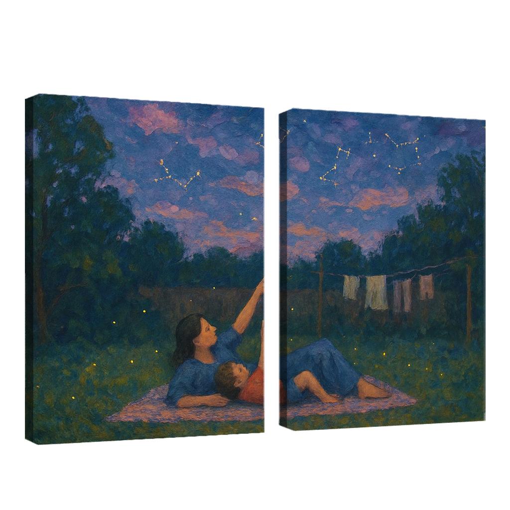The Patchwork Sky A Mothers Comfort Sewn Into Memory premium artwork frames