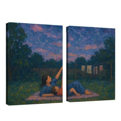 The Patchwork Sky A Mothers Comfort Sewn Into Memory premium artwork frames
