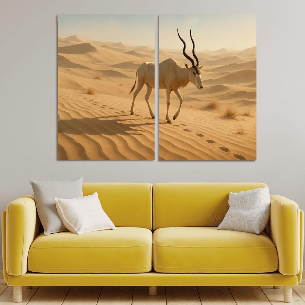 The Saharan Addax Antelope Crossing Wind Carved Dunes wall art