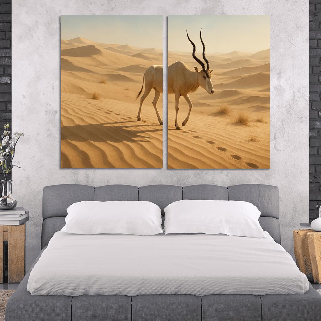 The Saharan Addax Antelope Crossing Wind Carved Dunes wall art