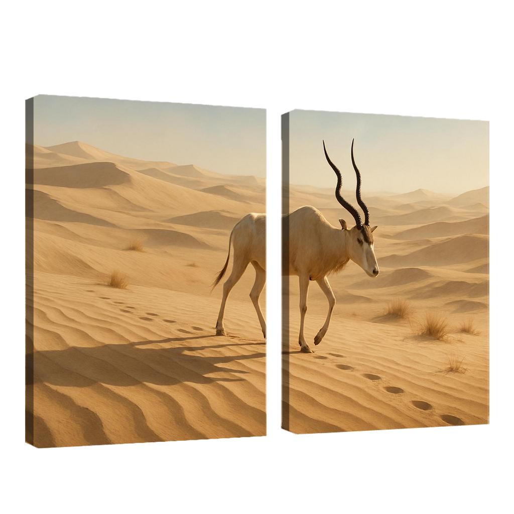 The Saharan Addax Antelope Crossing Wind Carved Dunes wall art
