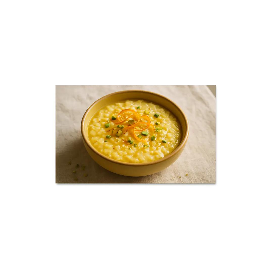 Saffron Orange Rice Pudding With Pistachio Dust canvas paintings frame