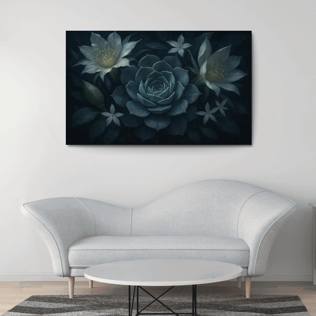 Nocturne Botanica Moonlit Succulent Bloom Study modern paintings frame