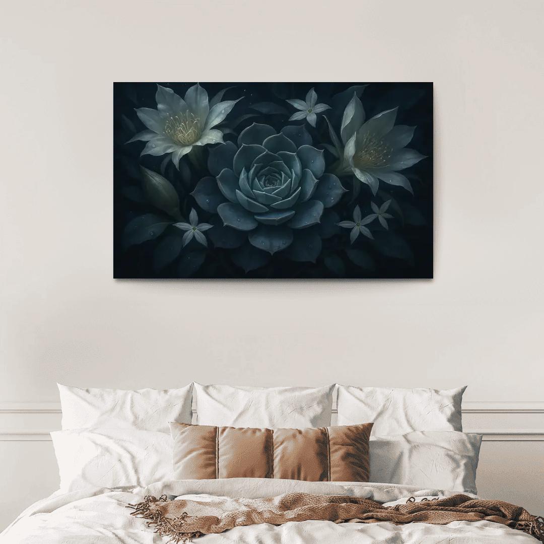 Nocturne Botanica Moonlit Succulent Bloom Study modern paintings frame