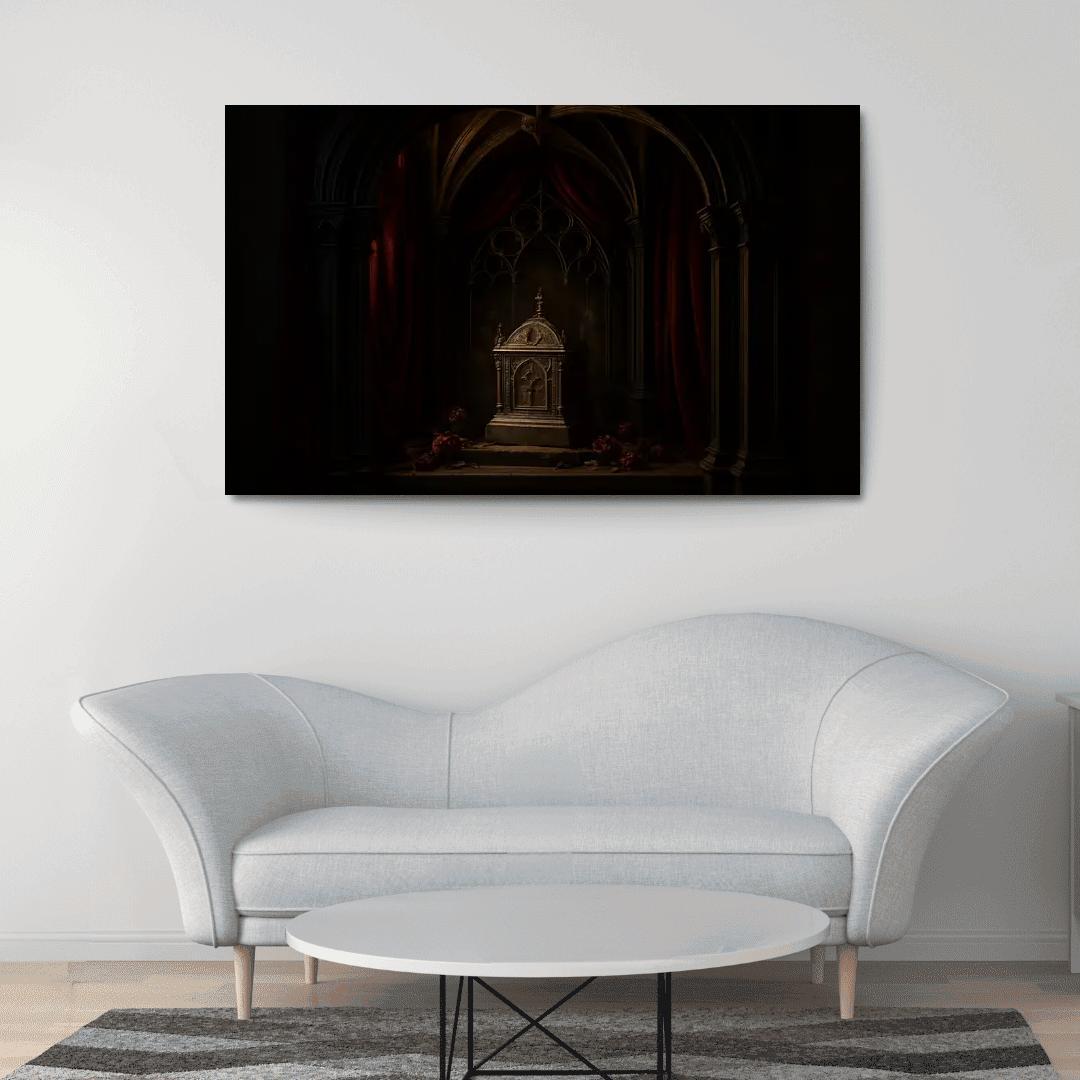 Velvet Reliquary Alcove With Ribbed Vault Canopy abstract paintings frame