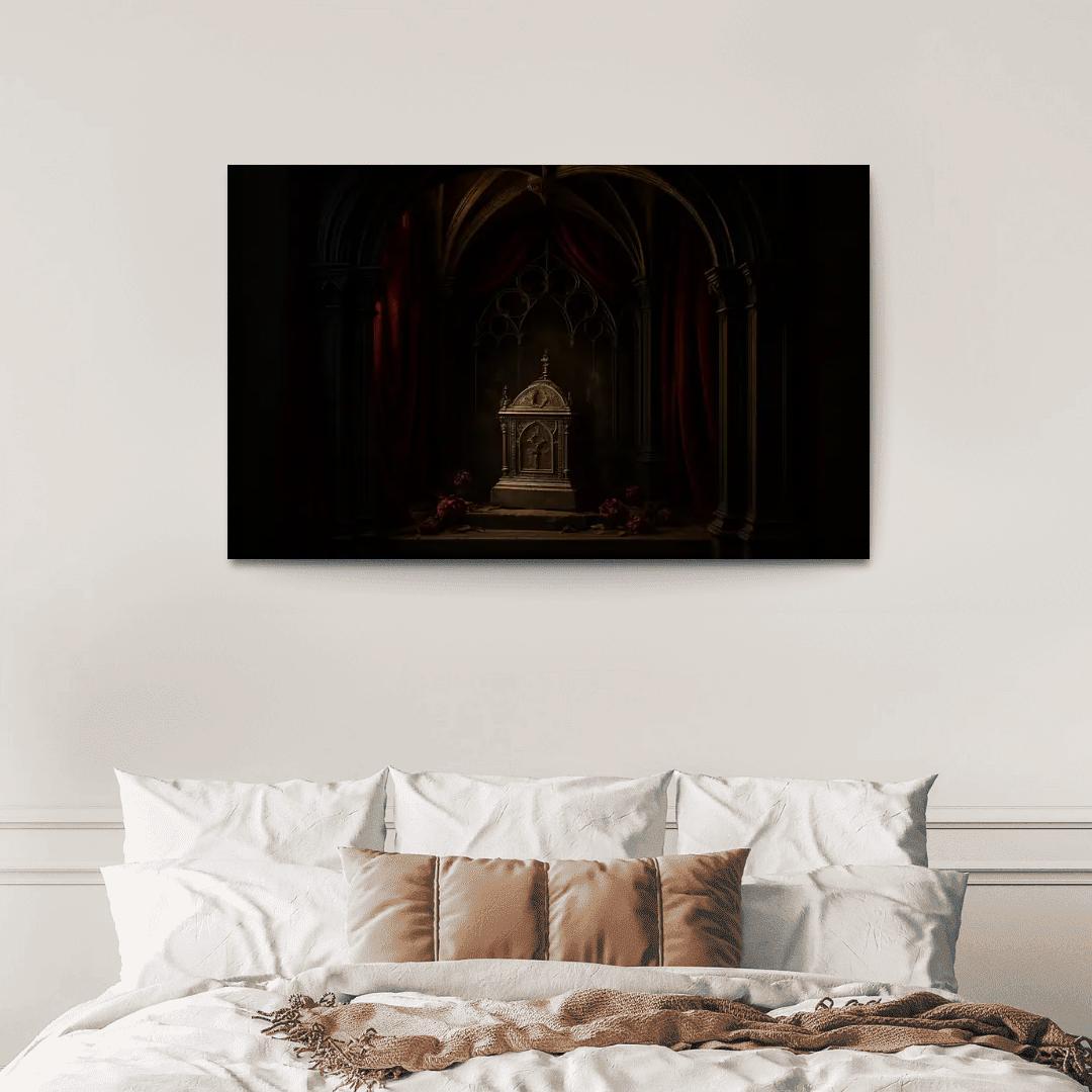 Velvet Reliquary Alcove With Ribbed Vault Canopy abstract paintings frame