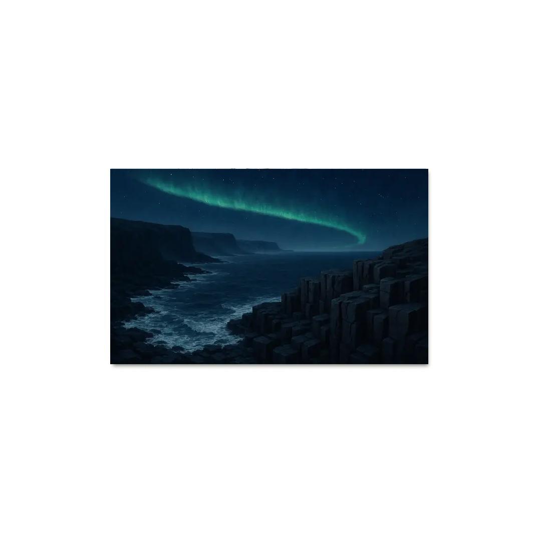 Aurora Over Basalt Sea Cliffs oil paintings frame